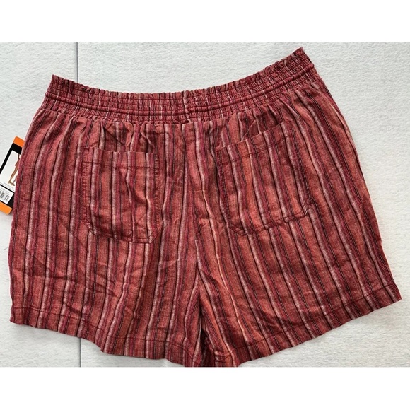 NWT Briggs RED Stripe Woman's Linen/Rayon 4-pocket Pull-on SHORTS ~ Size XXL - Picture 5 of 8